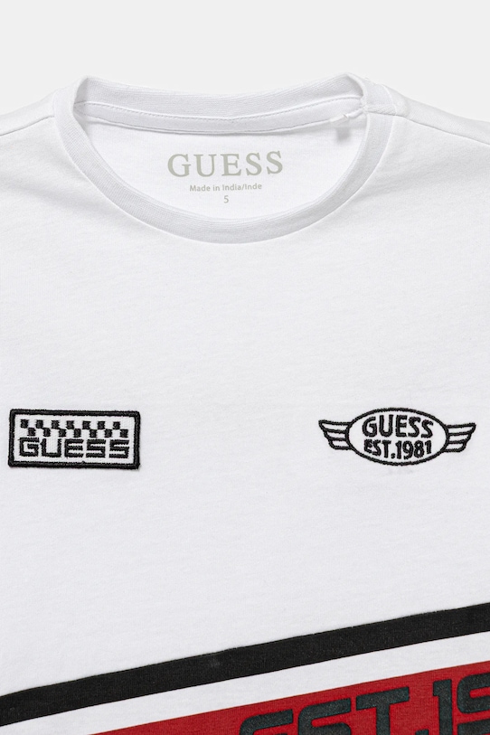 Chłopiec Guess t-shirt bawełniany dziecięcy N6RI06.K8HM4.PPY2 biały