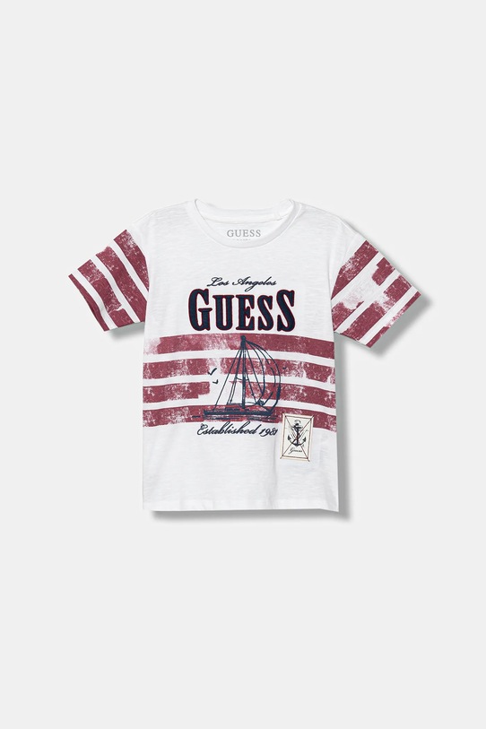 Guess t-shirt bawełniany dziecięcy nadruk biały N6RI15.K6XN1.PPY2