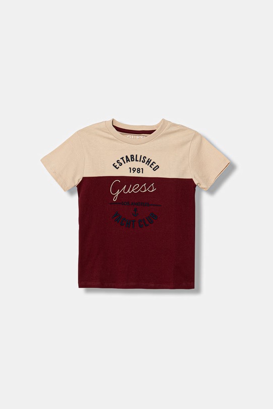 Guess t-shirt bawełniany dziecięcy aplikacja bordowy N6RI16.K8HM4.PPY2