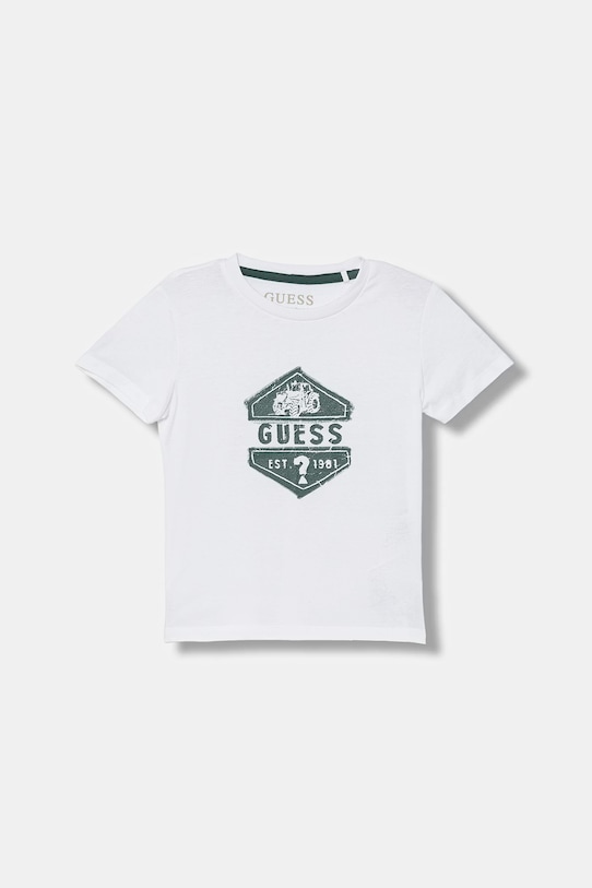 Guess t-shirt bawełniany dziecięcy nadruk biały N6RI18.K8HM4.PPY2