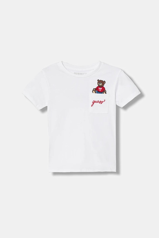 Guess t-shirt bawełniany dziecięcy aplikacja biały N6RI25.I3Z14.PPY2