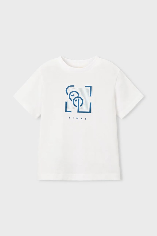 Βαμβακερό μπλουζάκι Mayoral 3058.5A.Mini.PPY2 λευκό SS26