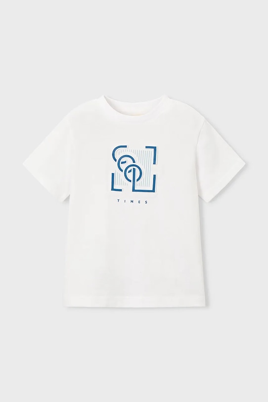 Βαμβακερό μπλουζάκι Mayoral 3058.5A.Mini.PPY2 λευκό SS26