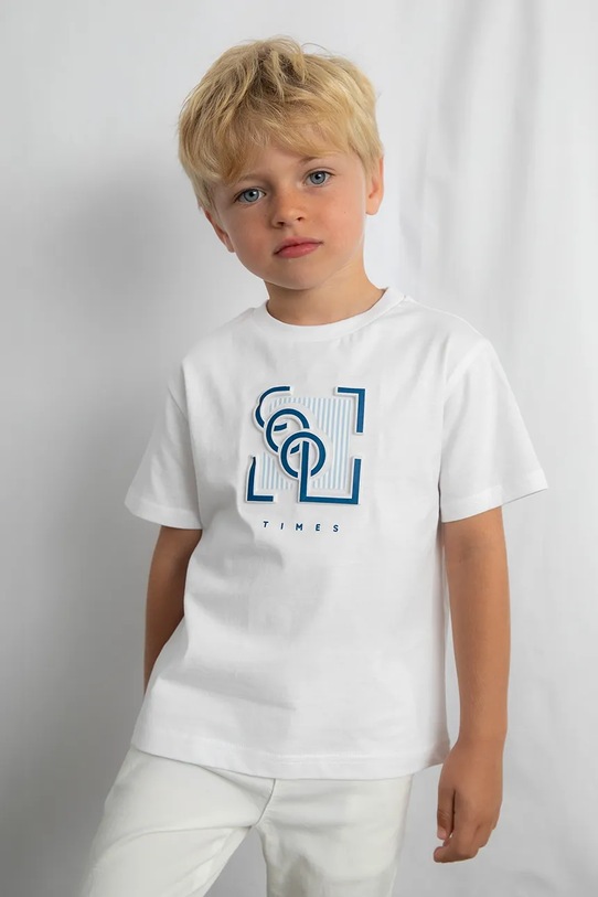 Βαμβακερό μπλουζάκι Mayoral 3058.5A.Mini.PPY2 λευκό