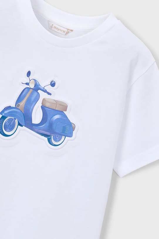 Αγορίστικα Παιδικό βαμβακερό μπλουζάκι Mayoral 3059.5C.Mini.PPY2 λευκό