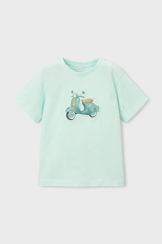 Mayoral t-shirt bawełniany dziecięcy 3059.5C.Mini.PPY2 turkusowy SS26