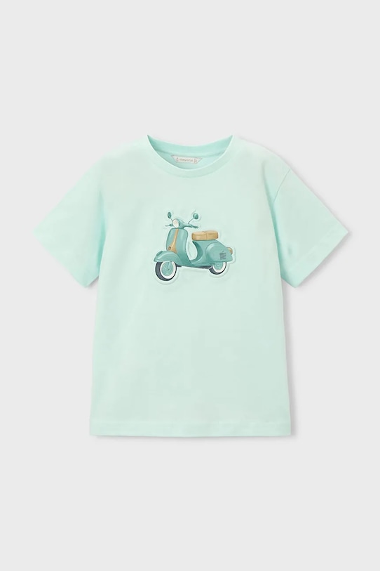 Mayoral t-shirt bawełniany dziecięcy 3059.5C.Mini.PPY2 turkusowy SS26