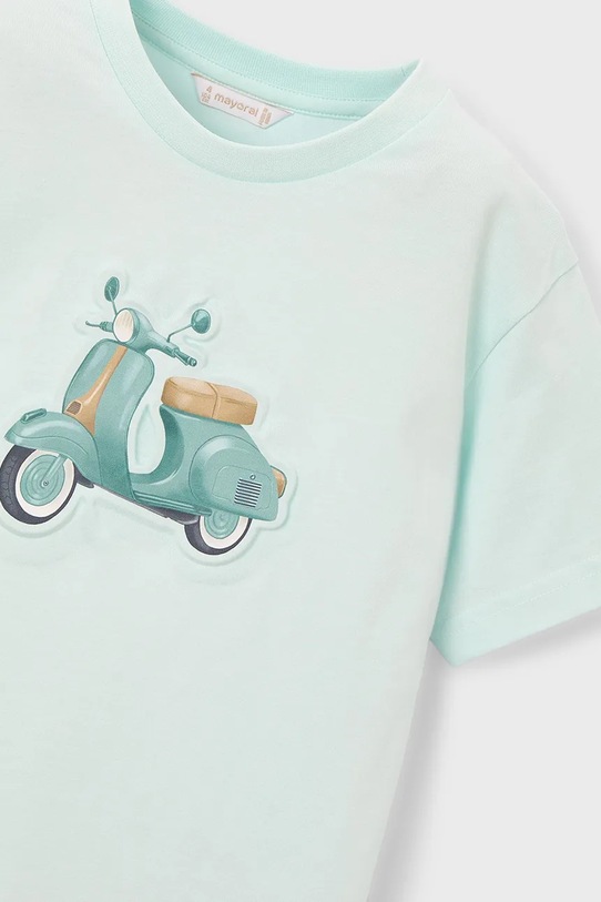 Mayoral t-shirt bawełniany dziecięcy turkusowy 3059.5C.Mini.PPY2