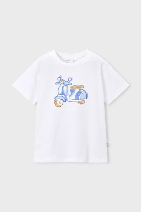 Mayoral t-shirt bawełniany dziecięcy nadruk biały 3060.5C.Mini.PPY2