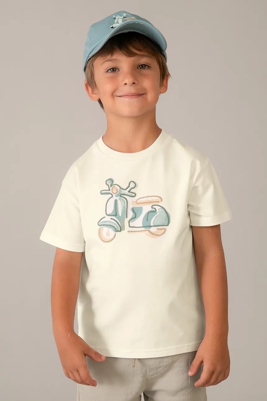 Παιδικό βαμβακερό μπλουζάκι Mayoral 3060.5C.Mini.PPY2 λευκό