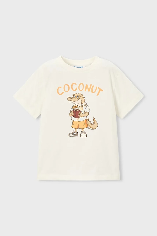 Mayoral t-shirt bawełniany dziecięcy 3062.5D.Mini.PPY2 beżowy SS26