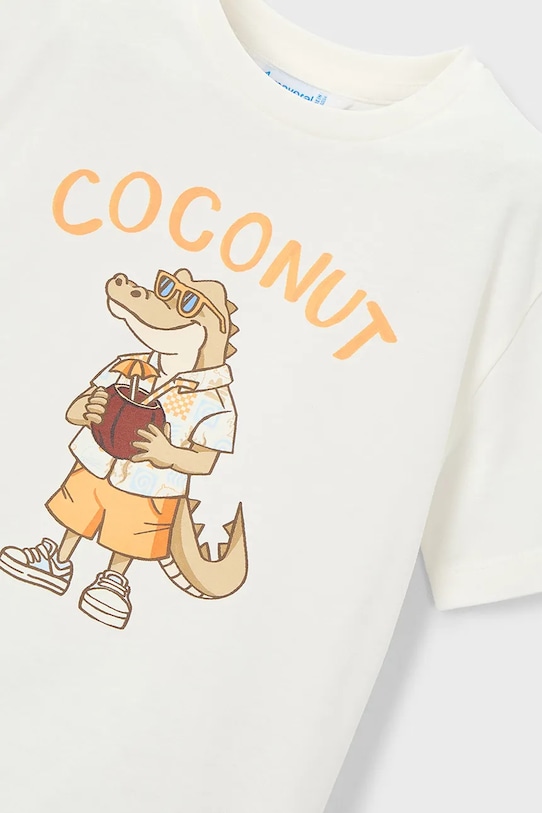 Mayoral t-shirt bawełniany dziecięcy beżowy 3062.5D.Mini.PPY2