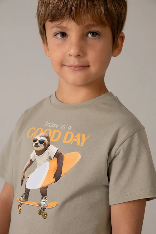 Παιδικό βαμβακερό μπλουζάκι Mayoral 3064.5D.Mini.PPY2 πράσινο