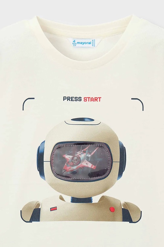 Παιδικό βαμβακερό μπλουζάκι Mayoral 3065.5E.Mini.PPY2 μπεζ