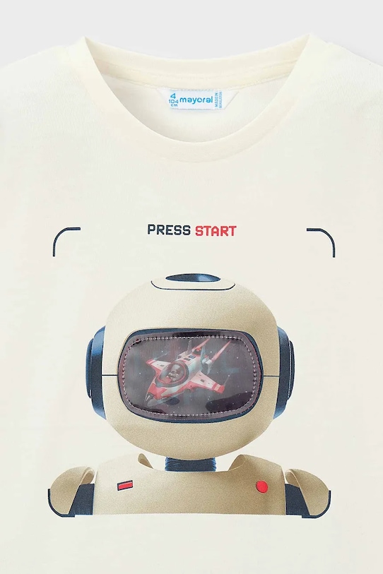 Παιδικό βαμβακερό μπλουζάκι Mayoral 3065.5E.Mini.PPY2 μπεζ