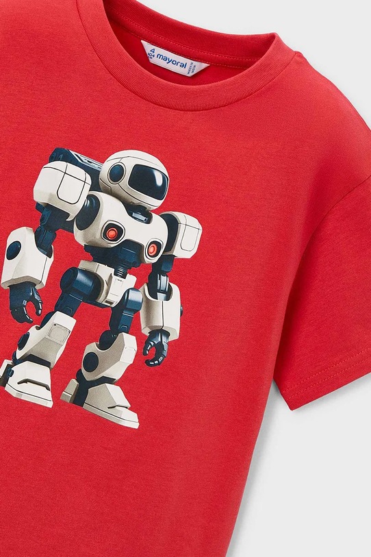 Mayoral t-shirt bawełniany dziecięcy czerwony 3066.5E.Mini.PPY2