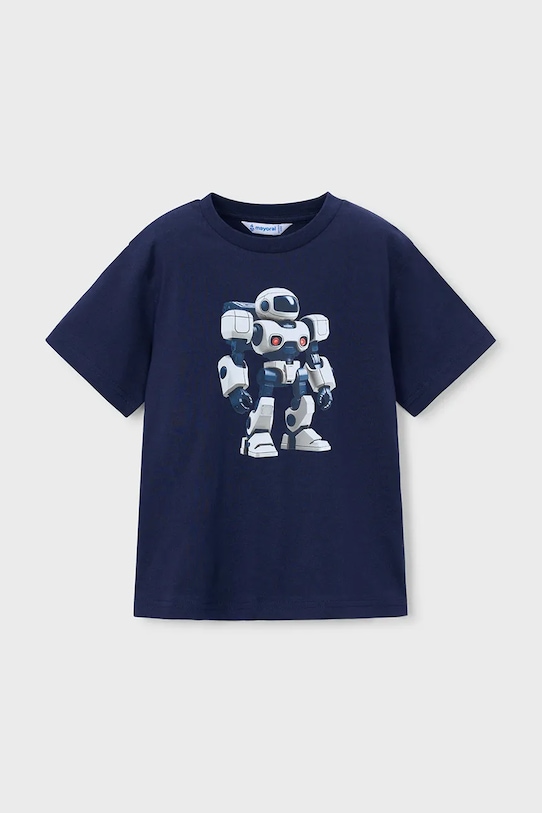 Mayoral t-shirt bawełniany dziecięcy nadruk granatowy 3066.5E.Mini.PPY2