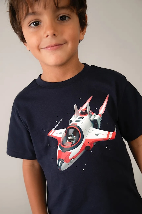 Mayoral t-shirt bawełniany dziecięcy 3067.5E.Mini.PPY2 granatowy