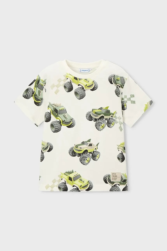 Mayoral t-shirt bawełniany dziecięcy 3068.5F.Mini.PPY2 biały SS26