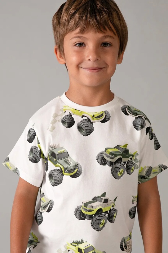 Mayoral t-shirt bawełniany dziecięcy 3068.5F.Mini.PPY2 biały