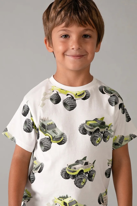 Mayoral t-shirt bawełniany dziecięcy 3068.5F.Mini.PPY2 biały