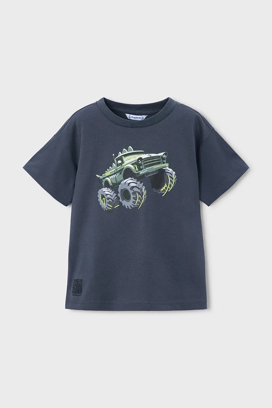 Mayoral t-shirt bawełniany dziecięcy nadruk granatowy 3069.5F.Mini.PPY2