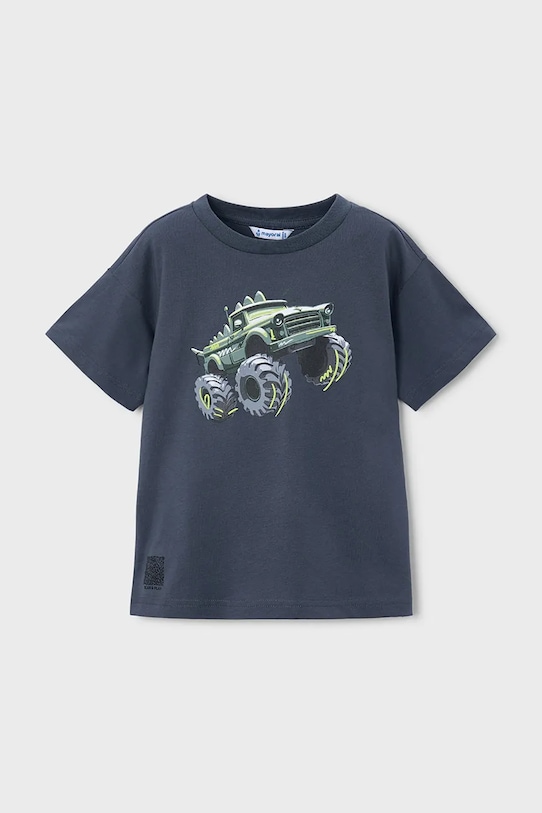 Mayoral t-shirt bawełniany dziecięcy nadruk granatowy 3069.5F.Mini.PPY2