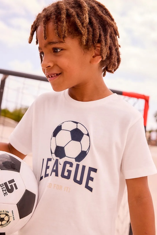 Mayoral t-shirt bawełniany dziecięcy nadruk beżowy 3074.5G.Mini.PPY2