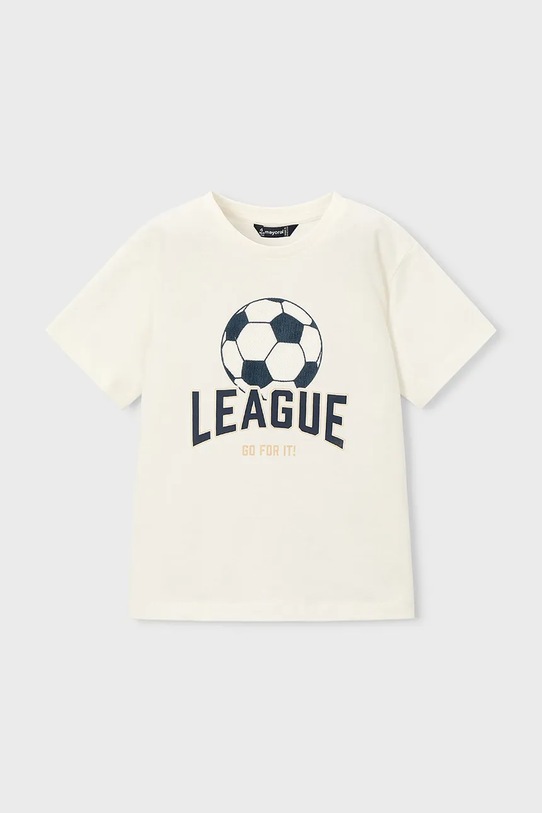 Mayoral t-shirt bawełniany dziecięcy 3074.5G.Mini.PPY2 beżowy SS26