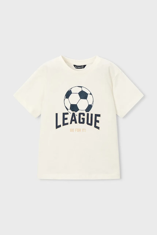 Mayoral t-shirt bawełniany dziecięcy 3074.5G.Mini.PPY2 beżowy SS26