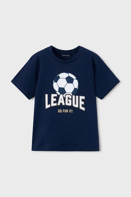 Παιδικό βαμβακερό μπλουζάκι Mayoral στάμπα σκούρο μπλε 3074.5G.Mini.PPY2