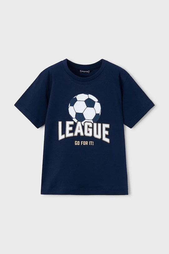 Παιδικό βαμβακερό μπλουζάκι Mayoral στάμπα σκούρο μπλε 3074.5G.Mini.PPY2