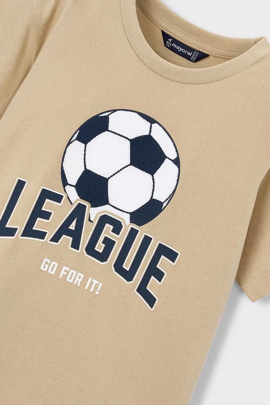 Chłopiec Mayoral t-shirt bawełniany dziecięcy 3074.5G.Mini.PPY2 beżowy