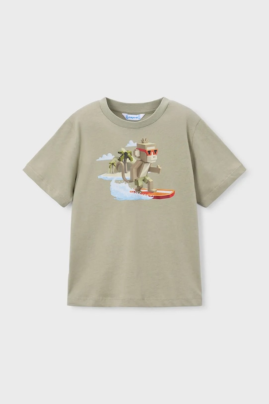 Mayoral t-shirt bawełniany dziecięcy nadruk zielony 3077.5H.Mini.PPY2