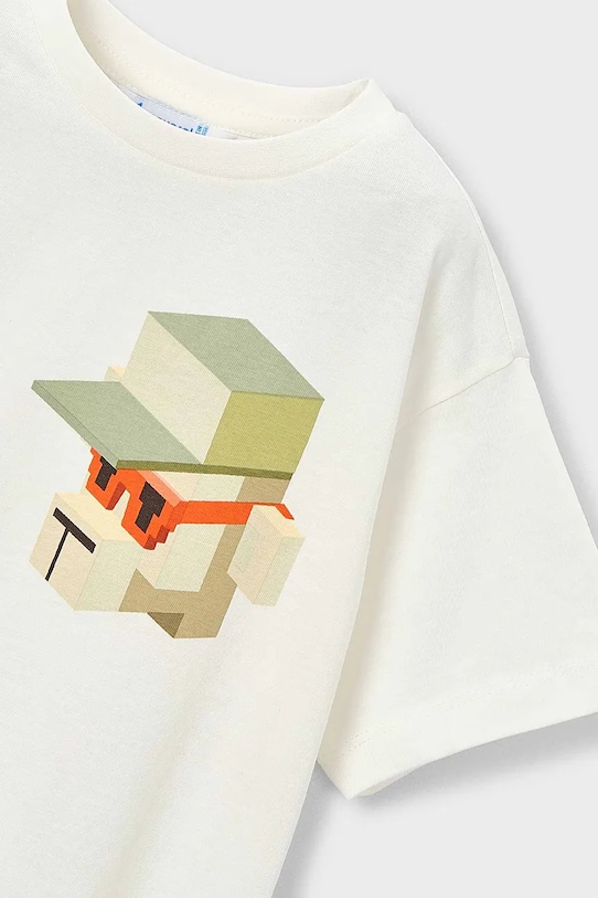 Παιδικό βαμβακερό μπλουζάκι Mayoral λευκό 3078.5H.Mini.PPY2