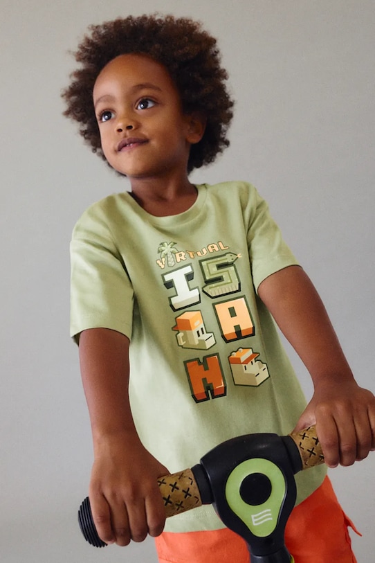 Dječja pamučna majica kratkih rukava Mayoral print zelena 3078.5H.Mini.PPY2