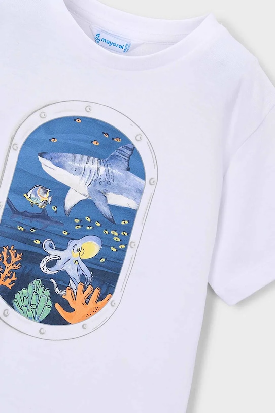 Αγορίστικα Παιδικό βαμβακερό μπλουζάκι Mayoral 3079.5J.Mini.PPY2 λευκό