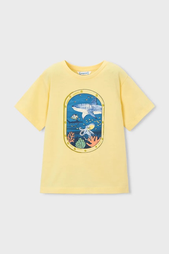 Mayoral t-shirt bawełniany dziecięcy 3079.5J.Mini.PPY2 żółty SS26