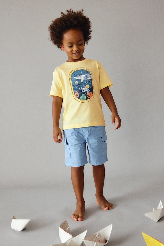 Mayoral t-shirt bawełniany dziecięcy 3079.5J.Mini.PPY2 żółty