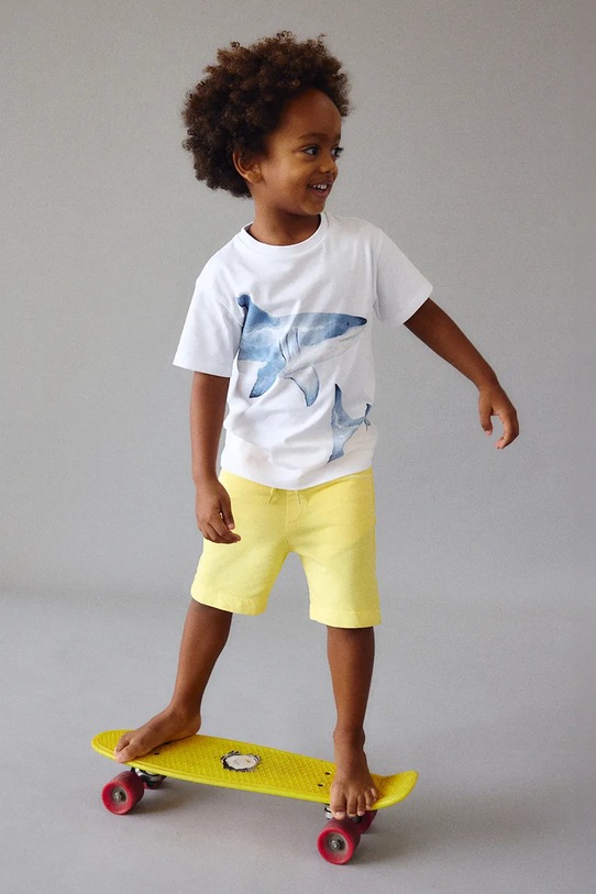 Mayoral t-shirt bawełniany dziecięcy 3080.5J.Mini.PPY2 biały