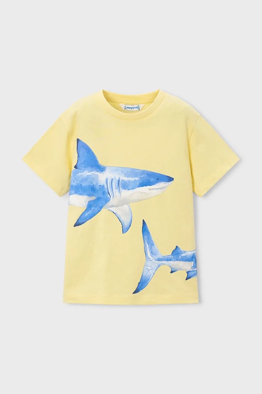 Mayoral t-shirt bawełniany dziecięcy nadruk żółty 3080.5J.Mini.PPY2