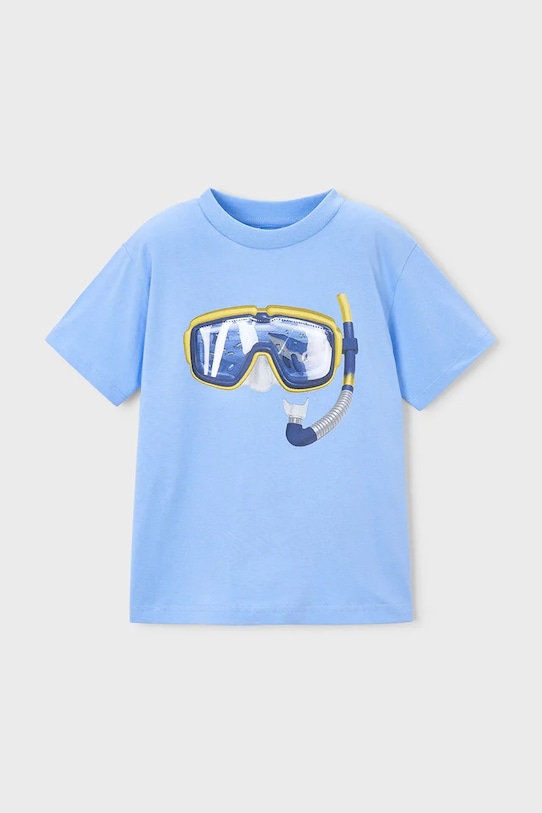 Mayoral t-shirt bawełniany dziecięcy nadruk niebieski 3081.5J.Mini.PPY2