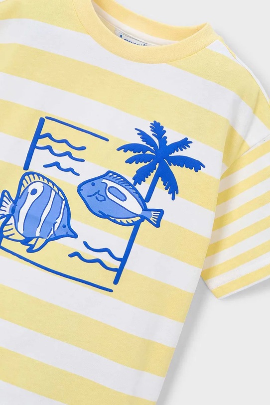 Mayoral t-shirt bawełniany dziecięcy żółty 3082.5J.Mini.PPY2