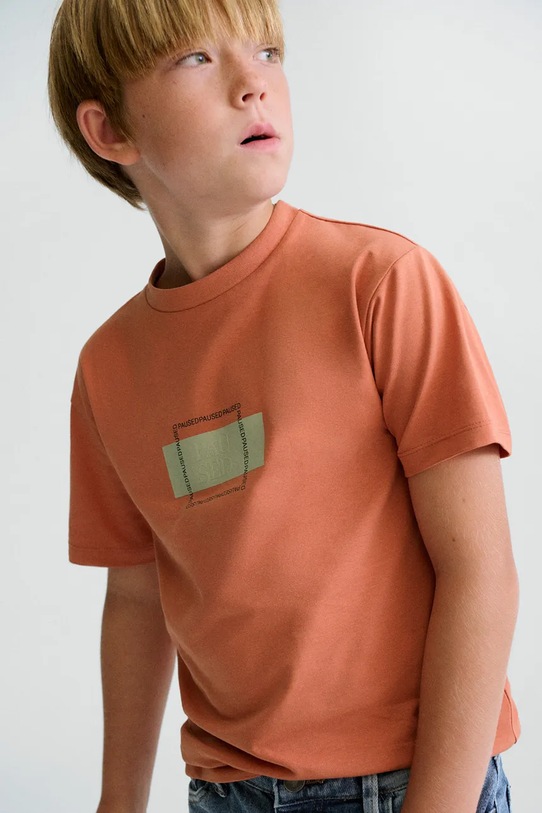 Mayoral t-shirt dziecięcy z elastanem pomarańczowy 6028.7A.Junior.PPY2