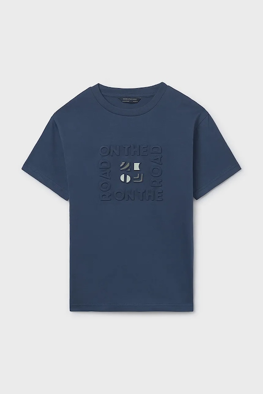 Mayoral t-shirt bawełniany dziecięcy nadruk granatowy 6031.7C.Junior.PPY2