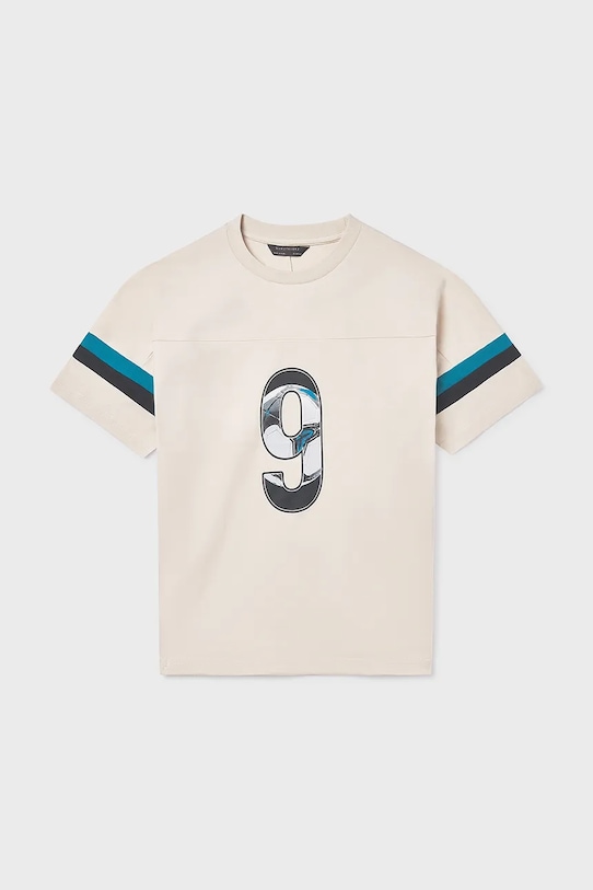 Mayoral t-shirt bawełniany dziecięcy 6032.7D.Junior.PPY2 beżowy SS26