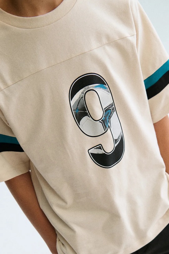 Mayoral t-shirt bawełniany dziecięcy 6032.7D.Junior.PPY2 beżowy