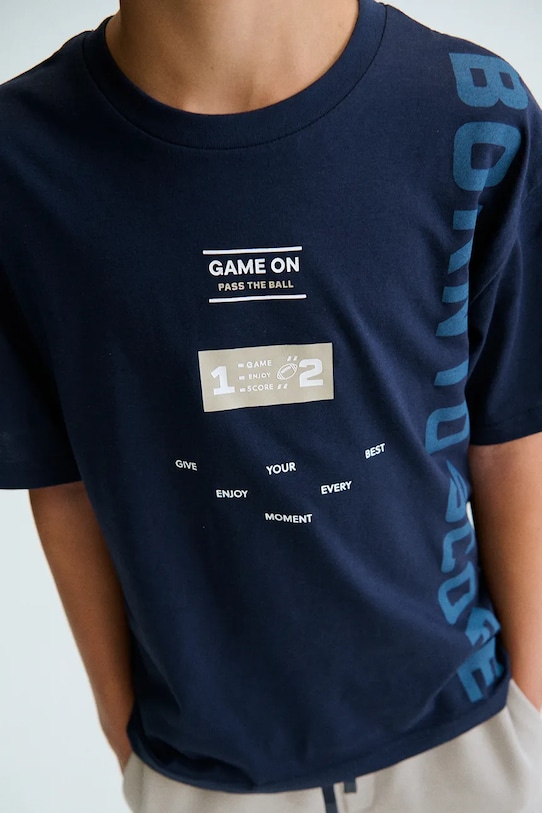 Παιδικό βαμβακερό μπλουζάκι Mayoral 6034.7E.Junior.PPY2 σκούρο μπλε