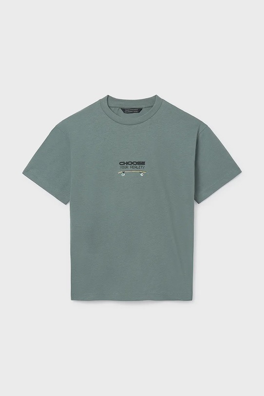 Mayoral t-shirt bawełniany dziecięcy 6036.7F.Junior.PPY2 zielony SS26