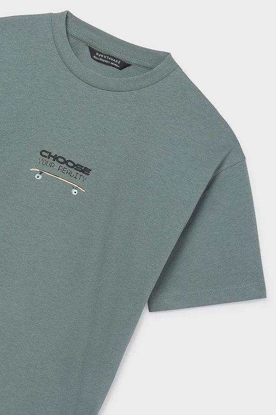 Mayoral t-shirt bawełniany dziecięcy zielony 6036.7F.Junior.PPY2